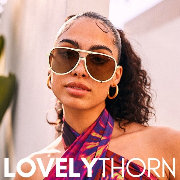 QUAY // ltd ed luxe combination white/gold frames brown polarized lens aviators - Picture 15 of 16